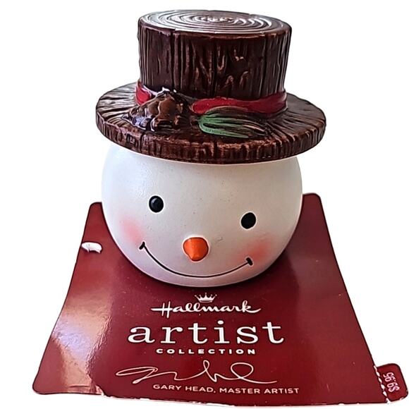 Hallmark Artist Collection Snowman & Hat Stackable Salt & Pepper Shakers 2.75" T - Picture 1 of 6